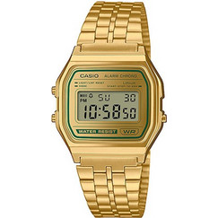 Casio Ψηφιακό Ανδρικό Ρολόι Χρονογράφος με Χρυσό Μεταλλικό Μπρασελέ A-158WEGV-9AEF