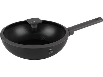 Berlinger Haus Anthracite Collection Wok Αλουμινίου Αντικολλητικό με Καπάκι 28cm BH-8124