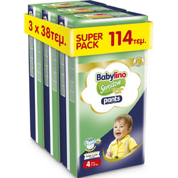 Babylino Sensitive Cotton Soft Πάνες Βρακάκι No4 7-13kg 114τμχ
