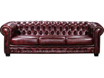 Woodwell Chesterfield Τετραθέσιος Καναπές Δερμάτινος Μπορντό 241x92x74cm Ε9574,44