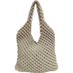 Macrame Υφασμάτινη Τσάντα Θαλάσσης Ώμου Μπεζ 40x35cm 7012279-1