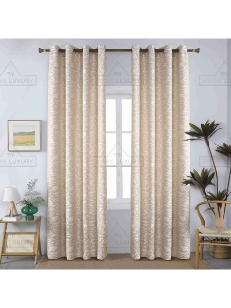 My Home Luxury Κουρτίνα Παραθύρου Floral με Τρουκς 140x280 AD6043-1 Μπεζ