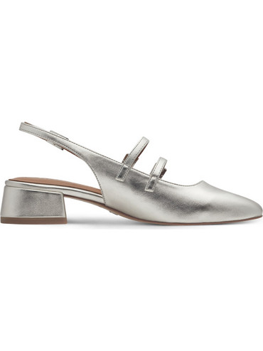 Tamaris Γόβες Slingback Δερμάτινες με Χοντρό Χαμηλό Τακούνι Ασημί 1-29510-44-957