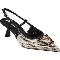 Elenross Γόβες Slingback με Λεπτό Χαμηλό Τακούνι Μαύρες Nude GS09825W
