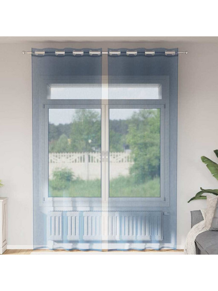 vidaXL Κουρτίνα Παραθύρου Βουάλ με Τρουκς 140x300 2τμχ Μπλε Ρουά 4102118