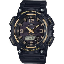 Casio Ανδρικό Ρολόι Χρονογράφος Solar με Μαύρο Καουτσούκ Λουράκι AQ-S810W-1A3VDF