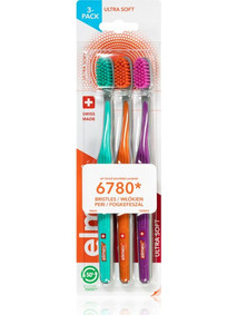 Elmex Ultra Soft Οδοντόβουρτσες 3τμχ Τιρκουάζ Πορτοκαλί Μωβ