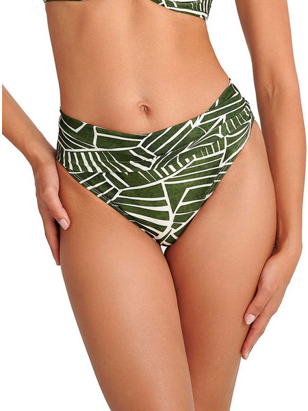BLU4U Amazon Stripes Ψηλόμεσο Bikini Slip Κυπαρισσί Μπεζ 25365113-26