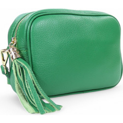 Passaggio Leather Γυναικείο Τσαντάκι Χιαστί Δερμάτινο Πράσινο με Στενό Λουρί 5655-KR-65