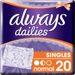 Always Dailies Singles Normal Σερβιετάκια για Ελαφριά Ροή 1.5 Σταγόνες 20τμχ