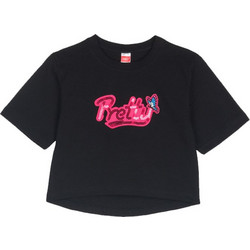 Joyce Pretty Παιδικό Crop Top Κοντομάνικο Μαύρο Φούξια 2513507