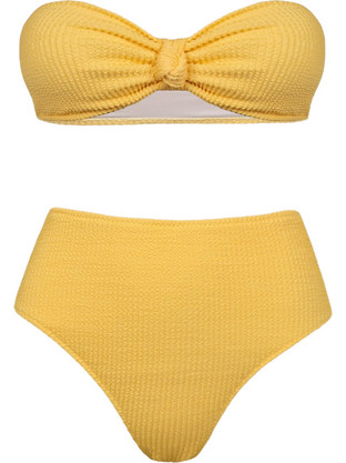 Rock Club Bikini Set Strapless Ψηλόμεσο Κίτρινο BP-5003