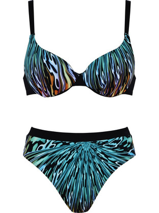 Naturana Bikini Set με Ενίσχυση Ψηλόμεσο Πετρόλ 77127