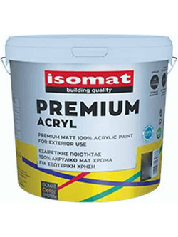 Isomat Premium Acryl Ακρυλικό Χρώμα Εξωτερικού Χώρου Βάση TR 0.95lt