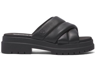 Timberland London Vibe Slide Γυναικεία Πέδιλα Δερμάτινα Μαύρα με Χοντρό Χαμηλό Τακούνι TB0A63QZW02