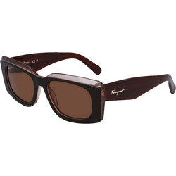Salvatore Ferragamo SF1079S 211 Ανδρικά Γυαλιά Ηλίου Ορθογώνια Κοκάλινα Καφέ με Καφέ Φακό