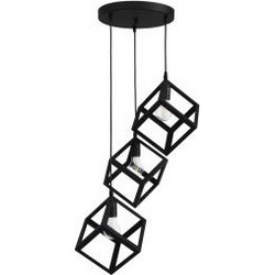 Heronia Lighting Kyvos Κρεμαστό Φωτιστικό Οροφής Τρίφωτο Μαύρο 35-0104