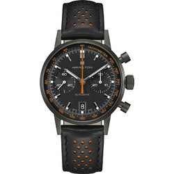 Hamilton American Classic Ανδρικό Ρολόι Χρονογράφος Αυτόματο με Μαύρο Δερμάτινο Λουράκι H38446732