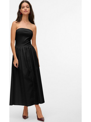Vero Moda Midi Καλοκαιρινό Βραδινό Φόρεμα Μαύρο 10327409