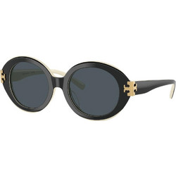 Tory Burch TY7210U 198887 Γυναικεία Γυαλιά Ηλίου Στρογγυλά Κοκάλινα Μαύρα με Μαύρο Φακό