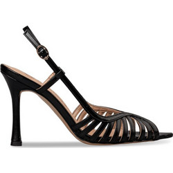 Envie Shoes Γυναικεία Πέδιλα Δερμάτινα Μαύρα με Λεπτό Ψηλό Τακούνι E02-21736-34