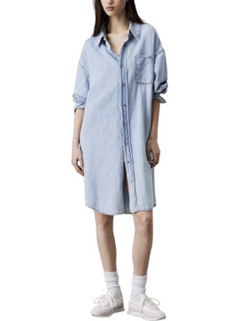 Calvin Klein Midi Καθημερινό Φόρεμα Σεμιζιέ Τζιν J20J225172-1AA