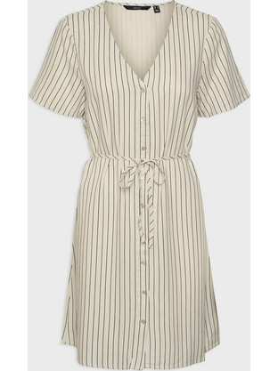 Vero Moda Mini Καλοκαιρινό Καθημερινό Φόρεμα Μεταξωτό Εκρού 10322976