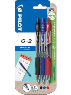 Pilot G-2 Σετ Στυλό Gel 0.7mm Πολύχρωμο 2τμχ