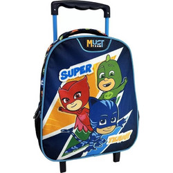 Must Pj Masks Super Team Σχολική Τσάντα Τρόλεϊ Νηπιαγωγείου Μπλε 484313