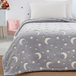 Beauty Home Art 6258 Παιδική Κουβέρτα Fleece Αστεράκια Φωσφοριζέ 160x220 Γκρι