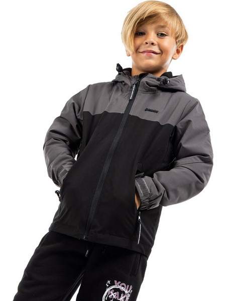 District75 Παιδικό Μπουφάν Softshell Αδιάβροχο Μαύρο Γκρι 224KBJA-276-072