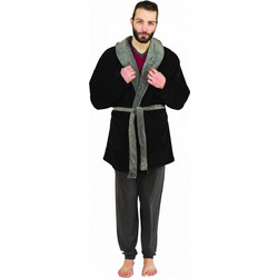 Galaxy Χειμωνιάτικη Ανδρική Ρόμπα Fleece Μαύρη 850-19