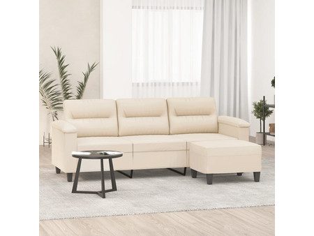 vidaXL Τριθέσιος Καναπές Microfiber Μπεζ 210x77x80cm 3201236