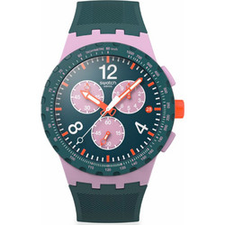 Swatch Moment Of Rose Ανδρικό Ρολόι Χρονογράφος με Πράσινο Καουτσούκ Λουράκι SUSP400