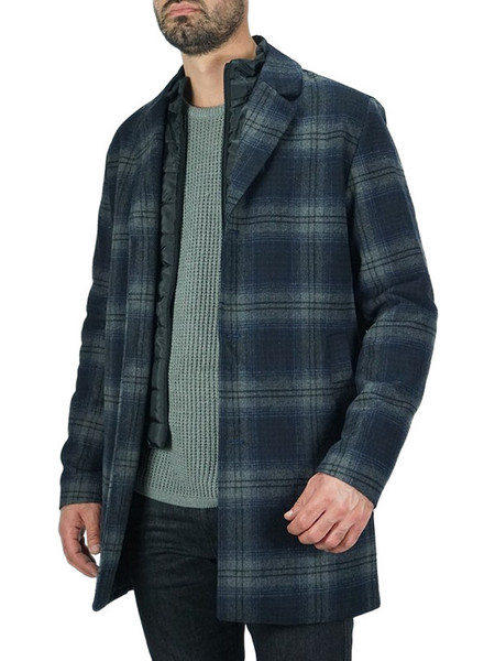 Jack & Jones Ανδρικό Ημίπαλτο Υφασμάτινο Καρό με Επένδυση Μπλε 12212262