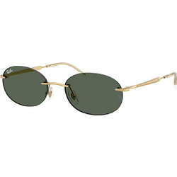 Ray-Ban RB3767 00171 Ανδρικά Γυαλιά Ηλίου Στρογγυλά Μεταλλικά Χρυσά με Πράσινο Φακό