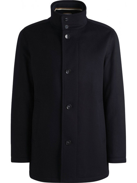 Hugo Boss Ανδρικό Παλτό Μάλλινο με Επένδυση Navy Μπλε 50525750-404