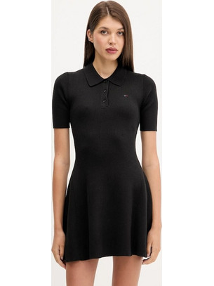 Tommy Jeans Mini Καλοκαιρινό Καθημερινό Φόρεμα Μαύρο DW0DW21471-BDS