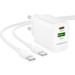 Borofone BN29 Φορτιστής με Καλώδιο USB-C με Θύρα USB-A & Θύρα USB-C 30W Quick Charge 3.0 & Power Delivery