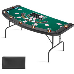 Vevor Τραπέζι Poker 7 Ατόμων με Θέση Dealer Θήκη για Μάρκες & Ποτηροθήκες 183x83x65cm