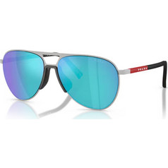 Prada PS53ZS 1BC08R Ανδρικά Γυαλιά Ηλίου Aviator Μεταλλικά Ασημί με Μπλε Φακό