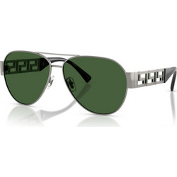 Versace VE2289 100071 Ανδρικά Γυαλιά Ηλίου Aviator Μεταλλικά Ασημί με Πράσινο Φακό
