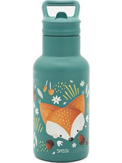 Sassi Crunchy The Fox Παιδικό Παγούρι Ανοξείδωτο με Καλαμάκι Βεραμάν 350ml
