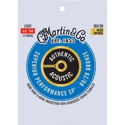 Martin Guitar MA190 Σετ 12 Χορδές Ακουστικής Κιθάρας 80/20 Bronze 12-54" Light Tension