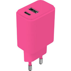 Setty Φορτιστής χωρίς Καλώδιο με Θύρα USB-A & Θύρα USB-C 20W Power Delivery Pink