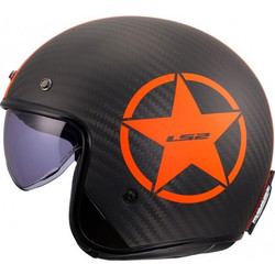 LS2 OF601 Bob ΙΙ Carbon Star Orange Κράνος Μηχανής Jet 900gr