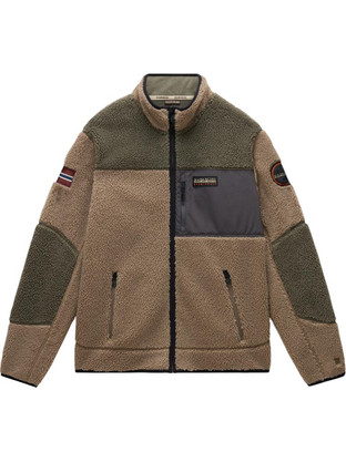 Napapijri Ανδρική Ζακέτα Fleece με Φερμουάρ Καφέ NP0A4GNT-MCD