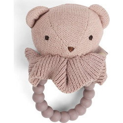 Smallstuff Bear Soft Rose Κουδουνίστρα Κρίκος για Νεογέννητα