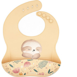 Sassi Gnawy The Sloth Αδιάβροχη Σαλιάρα Σιλικόνης με Κουμπί & Τσέπη 6m+ Μπεζ