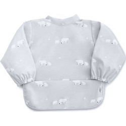 Saro Polar Bear Αδιάβροχη Σαλιάρα Ποδιά Υφασμάτινη με Αυτοκόλλητο Τσέπη & Μανίκια 4m+ Γκρι